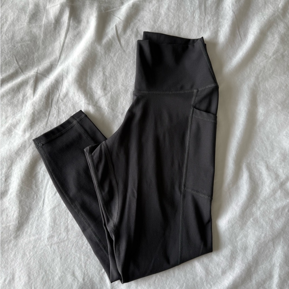 Charcoal Grey Cropped Leggings With Pockets